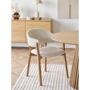 SCAUN DE SUFRAGERIE DUNKIRK, DIN LEMN DE STEJAR SI TEXTIL, CULOARE NATUR/BEJ, HOUSE NORDIC - Img 7