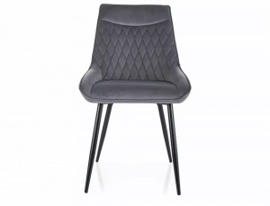 SCAUN DINING AGAT, GRI BLUVEL 14/NEGRU MAT, TAPITERIE DIN CATIFEA SI PICIOARE DIN METAL, STIL MODERN - Img 2