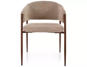 SCAUN DINING AKITA, BEJ 253/NUC, TAPITERIE DIN TEXTIL SI PICIOARE DIN METAL, STIL MODERN
