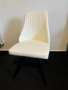 SCAUN DINING ALB/NEGRU, DIN PIELE ECOLOGICA SI METAL
