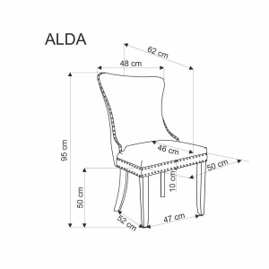 SCAUN DINING ALDA, BEJ/NEGRU, CU TAPITERIE DIN CATIFEA SI PICIOARE DIN LEMN, STIL MODERN - Img 3