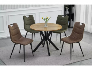 SCAUN DINING ALOE, MARO TAP. 212/NEGRU MAT, TAPITERIE DIN MICROFIBRA SI PICIOARE DIN METAL, STIL MODERN - Img 3