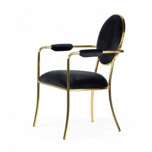 SCAUN DINING ANTIBA, NEGRU/AURIU, TAPITERIE DIN CATIFEA SI PICIOARE DIN METAL, STIL MODERN, ATR - Img 3