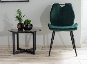 SCAUN DINING ARCO, VERDE BLUVEL 78/NEGRU MAT, TAPITERIE DIN CATIFEA SI PICIOARE DIN METAL, STIL MODERN - Img 5