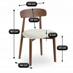 SCAUN DINING, ARTIM MEBLE, REALIZAT DIN LEMN SI TEXTIL, CULOARE NUC/BEJ, STIL MODERN - Img 7