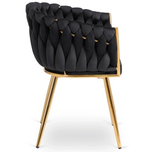 SCAUN DINING, ARTIM MEBLE, REALIZAT DIN METAL SI CATIFEA, CULOARE NEAGRA/AURIE, STIL MODERN - Img 9