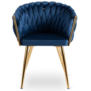 SCAUN DINING, ARTIM MEBLE, REALIZAT DIN METAL SI CATIFEA, CULOARE ALBASTRU/AURIE, STIL MODERN