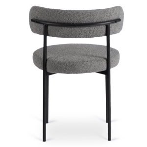 SCAUN DINING, ARTIM MEBLE, REALIZAT DIN METAL SI TEXTIL BOUCLE, CULOARE NEGRU/GRI, STIL MODERN - Img 8