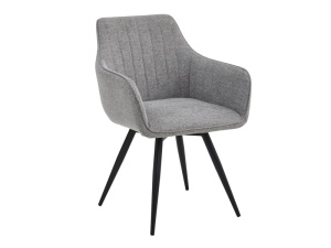 SCAUN DINING BALLO BREGO, GRI 07/NEGRU MAT, TAPITERIE DIN STOFA BREGO SI METAL, STIL MODERN