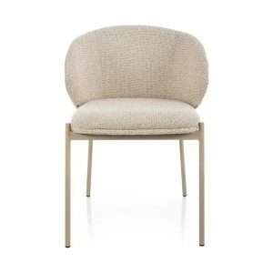 SCAUN DINING, BEJ DESCHIS/CASMIR, TAPITERIE DIN TEXTIL SI PICIOARE DIN METAL, STIL MODERN - Img 3