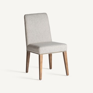 SCAUN DINING BERNEY, MARO/BEJ, CONFECTIONAT DIN LEMN DE BRAD, POLIESTER SI SPUMA, STIL MODERN - Img 1