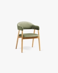 SCAUN DINING/BIROU ANDRA, VERDE, TAPITAT CU TAPITERIE DIN TEXTIL CATIFEA MAGIC VELVET SI LEMN MASIV, MICADONI - Img 2