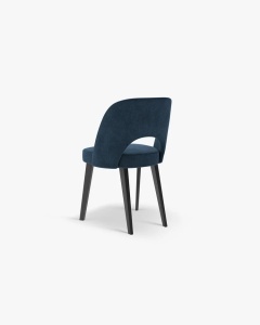 SCAUN DINING/BIROU BOWE, ALBASTRU ROYAL, TAPITAT CU TAPITERIE DIN TEXTIL CHENILLE REBEL SI LEMN MASIV DE FAG, MICADONI - Img 3