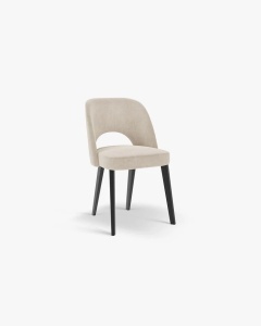 SCAUN DINING/BIROU BOWE, BEJ, TAPITAT CU TAPITERIE DIN TEXTIL CHENILLE REBEL SI LEMN MASIV DE FAG, MICADONI