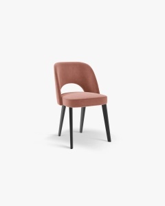 SCAUN DINING/BIROU BOWE, ROZ, TAPITAT CU TAPITERIE DIN TEXTIL CATIFEA MAGIC VELVET SI LEMN MASIV DE FAG, MICADONI