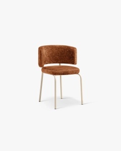 SCAUN DINING/BIROU DORA, NUANTA TAPITERIE CARAMIZIU, TAPITAT CU TAPITERIE DIN TEXTIL CHENILLE PERFECT ARMONY SI METAL, MICADONI