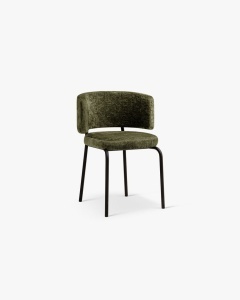 SCAUN DINING/BIROU DORA, VERDE, TAPITAT CU TAPITERIE DIN TEXTIL CHENILLE PERFECT ARMONY SI METAL, MICADONI