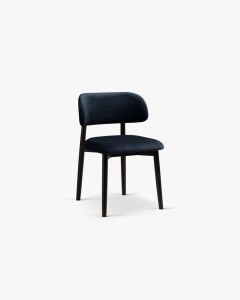 SCAUN DINING/BIROU EVAN, ALBASTRU ROYAL, TAPITAT CU TAPITERIE DIN TEXTIL CATIFEA MAGIC VELVET SI LEMN MASIV, MICADONI