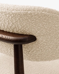 SCAUN DINING/BIROU EVAN,BEJ, TAPITAT CU TAPITERIE DIN TEXTIL CATIFEA BOUCLE BALOO SI LEMN MASIV, MICADONI - Img 4