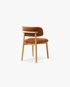 SCAUN DINING/BIROU EVAN, SCORTISOARA, TAPITAT CU TAPITERIE DIN TEXTIL BOUCLE BALOO SI LEMN MASIV, MICADONI