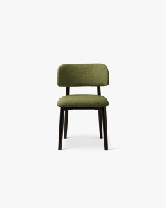 SCAUN DINING/BIROU EVAN, VERDE MASLINIU INCHIS, TAPITAT CU TAPITERIE DIN TEXTIL BOUCLE BALOO SI LEMN MASIV, MICADONI - Img 3