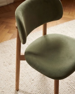 SCAUN DINING/BIROU EVAN, VERDE, TAPITAT CU TAPITERIE DIN TEXTIL CATIFEA MAGIC VELVET SI LEMN MASIV, MICADONI - Img 5