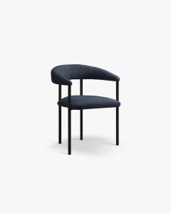 SCAUN DINING/BIROU LEA, ALBASTRU INCHIS/NEGRU, TAPITAT CU TAPITERIE DIN TEXTIL BOUCLE BALOO SI METAL, MICADONI