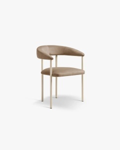 SCAUN DINING/BIROU LEA, BEJ ALUNA/CREM, TAPITAT CU TAPITERIE DIN TEXTIL CATIFEA MAGIC VELVET SI METAL, MICADONI
