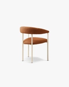 SCAUN DINING/BIROU LEA, CARAMIZIU/CREM, TAPITAT CU TAPITERIE DIN TEXTIL BOUCLE BALOO SI METAL, MICADONI - Img 2