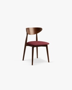 SCAUN DINING/BIROU LEON, BORDO, TAPITAT CU TAPITERIE DIN TEXTIL CHENILLE REBEL SI LEMN MASIV, MICADONI