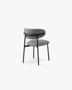 SCAUN DINING/BIROU NINA, GRI CALD, TAPITAT CU TAPITERIE DIN TEXTIL STRUCTURAT BJORN SI METAL, MICADONI - Img 4