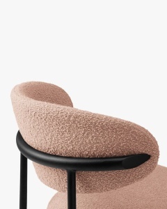 SCAUN DINING/BIROU NINA, ROZ PUDRA, TAPITAT CU TAPITERIE DIN TEXTIL BOUCLE BALOO SI METAL, MICADONI - Img 4