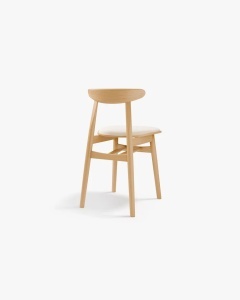 SCAUN DINING/BIROU OSOS, ALB/FAG, TAPITAT CU TAPITERIE DIN TEXTIL STRUCURAT BABEL SI LEMN MASIV DE FAG, MICADONI