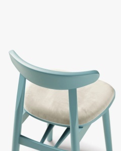 SCAUN DINING/BIROU OSOS, BEJ DESCHIS/TURCOAZ, TAPITAT CU TAPITERIE DIN TEXTIL CATIFEA VENUS SI LEMN MASIV, MICADONI - Img 4