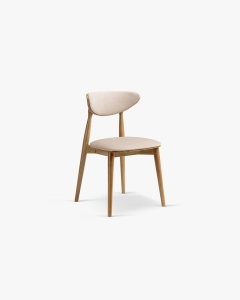 SCAUN DINING/BIROU RINA, BEJ MIGDALA, TAPITAT CU TAPITERIE DIN TEXTIL CATIFEA MAGIC VELVET SI LEMN MASIV DE FAG, MICADONI