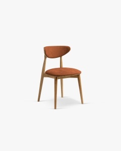 SCAUN DINING/BIROU RINA, PORTOCALIU, TAPITAT CU TAPITERIE DIN TEXTIL CHENILLE REBEL SI LEMN MASIV DE FAG, MICADONI
