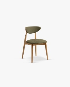 SCAUN DINING/BIROU RINA, VERDE DESCHIS, TAPITAT CU TAPITERIE DIN TEXTIL CHENILLE REBEL SI LEMN MASIV DE FAG, MICADONI