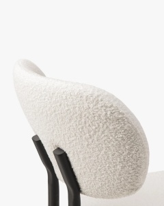 SCAUN DINING/BIROU SAM, ALB, TAPITAT CU TAPITERIE DIN TEXTIL BOUCLE BALOO SI METAL, MICADONI - Img 4