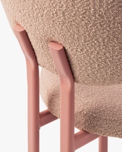 SCAUN DINING/BIROU SAM, ROZ PUDRA, TAPITAT CU TAPITERIE DIN TEXTIL BOUCLE BALOO SI METAL, MICADONI - Img 4