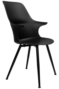 SCAUN DINING BRAZO HIGH, NEGRU, DIN POLIPROPILENA SI METAL, STIL MODERN