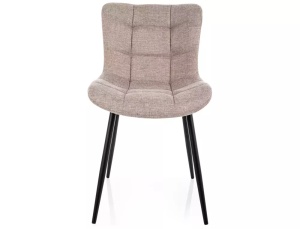 SCAUN DINING BREGO BEJ DESCHIS 31/NEGRU MAT, TAPITERIE DIN TEXTIL SI PICIOARE DIN METAL, STIL MODERN - Img 4