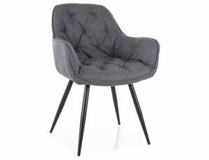 SCAUN DINING CHERRY BJORN, GRI 13/NEGRU MAT, TAPITERIE DIN STOFA BJORN SI PICIOARE DIN METAL, STIL MODERN - Img 1