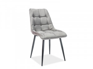 SCAUN DINING CHIC, GRI BLUVEL 14/NEGRU MAT, TAPITERIE DIN CATIFEA SI PICIOARE DIN METAL, STIL MODERN