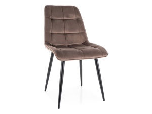 SCAUN DINING CHIC VELVET, CAPPUCCINO BLUVEL 38/NEGRU , CU TAPITERIE DIN CATIFEA SI PICIOARE NEGRE, STIL MODERN
