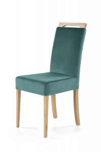 SCAUN DINING CLARION, VERDE MONOLITH 37/STEJAR, CU TAPITERIE DIN STOFA FINA SI PICIOARE DIN LEMN MASIV, STIL CLASIC