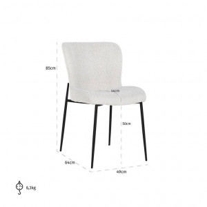 SCAUN DINING DARBY, ALB/NEGRU, TAPITERIE DIN TEXTIL PLUSAT SI PICIOARE DIN METAL, STIL MODERN RICHMOND INTERIORS - Img 4