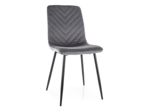 SCAUN DINING DAREN, VELVET GRI BLUVEL 14/NEGRU MAT, TAPITERIE DIN CATIFEA SI METAL, STIL MODERN