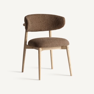 SCAUN DINING ERLEC, DIN LEMN DE ARTAR SI TEXTIL, CULOARE NATUR/MARO, DESIGN CONTEMPORAN, VICAL HOME