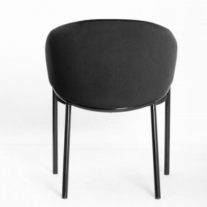 SCAUN DINING FANCY, NEGRU/AURIU/NEGRU, TAPITERIE DIN CATIFEA SI PICIOARE DIN METAL, STIL MODERN, ATR - Img 4