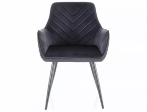 SCAUN DINING FIG, NEGRU BLUVEL 19/NEGRU MAT, TAPITERIE DIN CATIFEA SI PICIOARE DIN METAL, STIL MODERN - Img 2